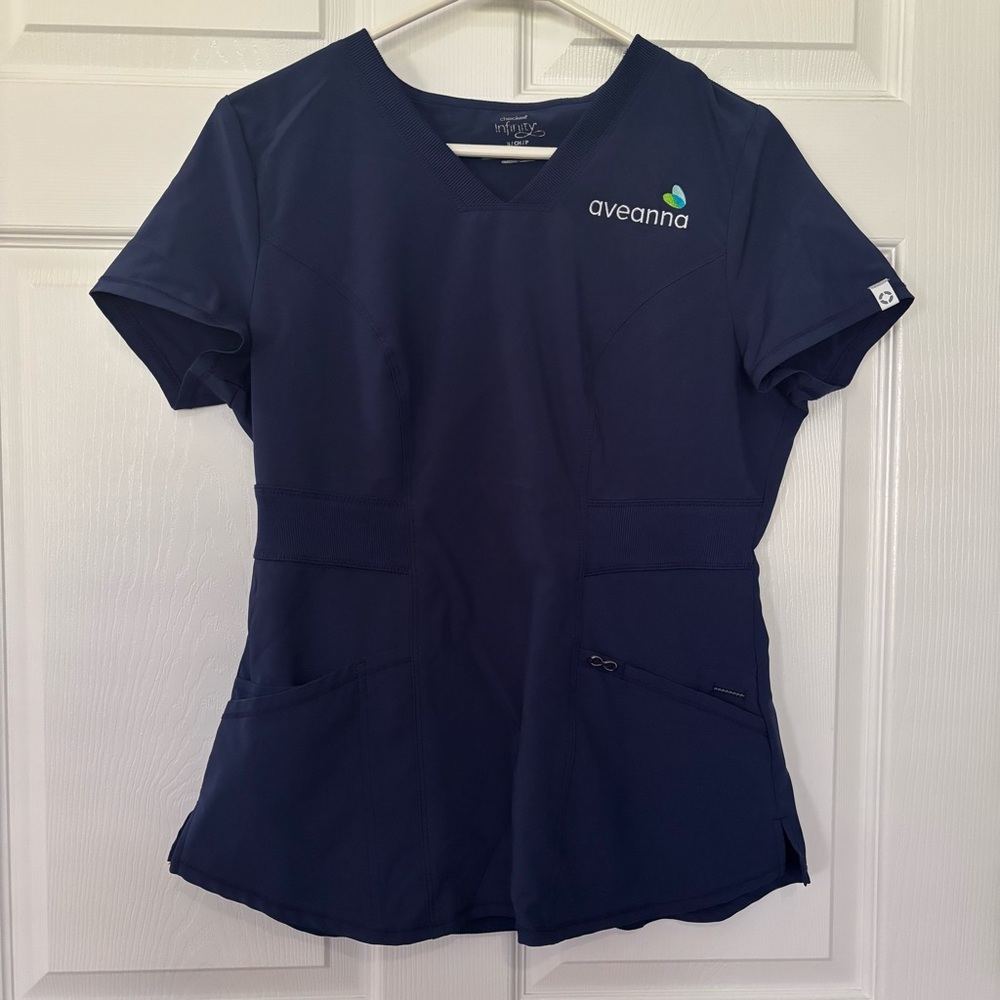 Cherokee Infinity Navy Blue Scrub Top